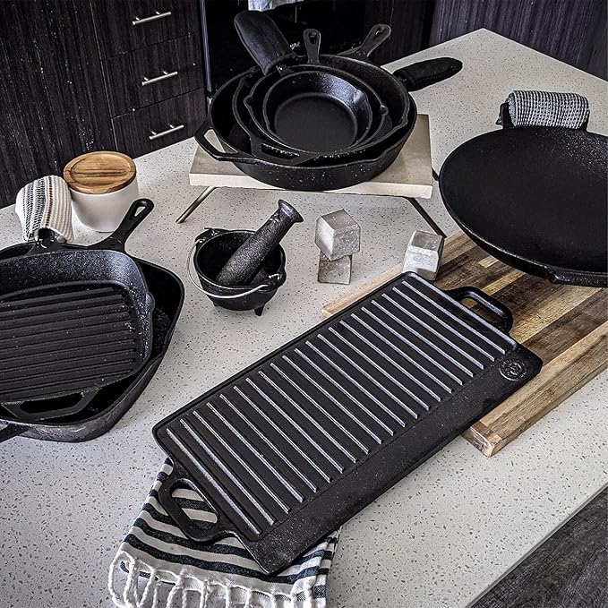 Backcountry Iron 12 Inch Square Grill Pan Large Pre-Seasoned Cast Iron
