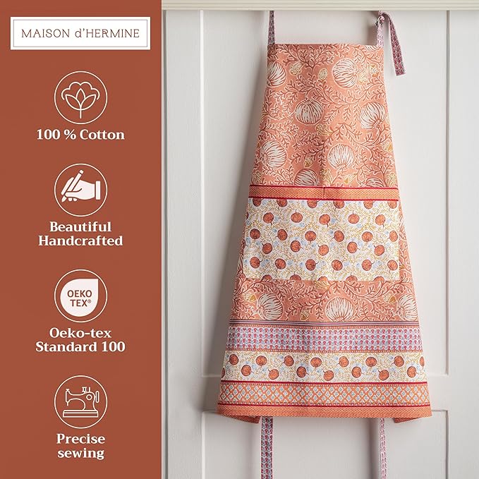 Maison d' Hermine 100% Cotton Apron for women with Pocket Kitchen Chef Apron for Men Cooking Gardening Server Waitress