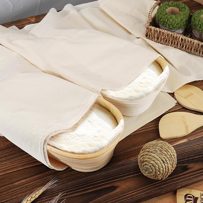 3pcs 100% cotton Tea Towels for Baking Sourdough - 28" Unbleached Bread Basket Flour Sack Towels, Proofing Cover Cloth for Dough Raising Baguettes Loaves Ciabatta, Bread Making Accessories Bakers Gift