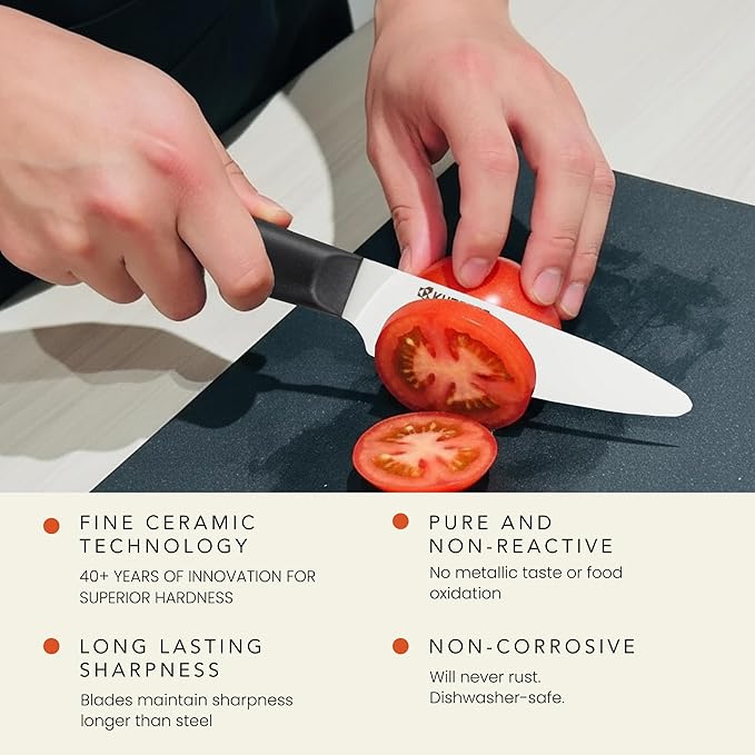 Kyocera INNOVATIONwhite 3" Ceramic Paring Knife - White Z212 Blade with Non-Slip Blue Handle