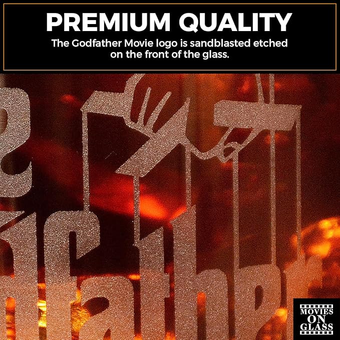 The Godfather Etched Pint Beer Glass - Officially Licensed, Premium Quality, Handcrafted Glassware, 16oz. Set of 4 - Perfect Collectible Gift for Movie Lovers, Birthdays & Special Occasions