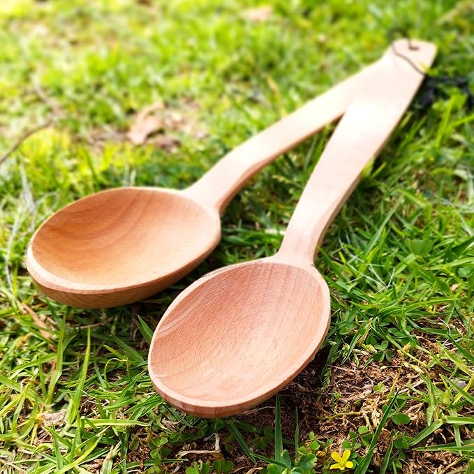 3 Large Wooden Spoons: 18" Paddle, 18" and 14" Spoons with a Scoop Bundle. Heavy Duty Long Wooden Spoons For Cooking In Big Pots - Brewing, Canning, Crawfish Boil, Stirring & Mixing.