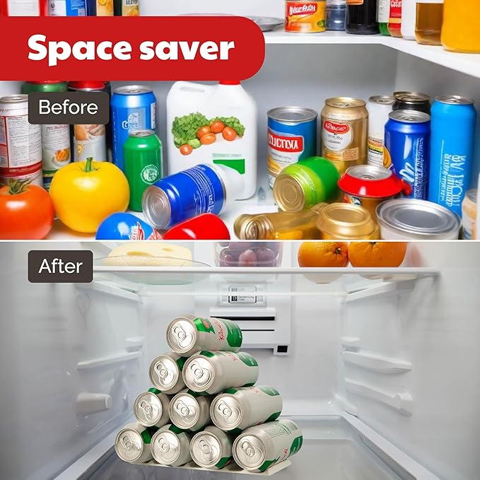 Cooks Innovations 2-Pack Drink Organizer for Fridge, Soda Can Refrigerator Organizers and Storage, Beer-Wine-Water Bottle Holder, Fridge Monkey - Durable Non-Slip&Roll
