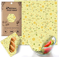 Reusable Beeswax Wrap, 3 Pack (S, M, L) Eco-Friendly Beeswax Wraps for Food, Bread Sandwich Wrapper, Sustainable,Zero Waste,Organic, Moisture Lock& Freshness Preservation