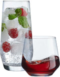 Everyday Drinking Glasses Set of 8-4 Tall Highball Glass Cups & 4 Short Dof Drinking Glass, Kitchen Glasses for Cocktail, Iced Coffee, Beer, Ice Tea, Wine, Whiskey, Water, & Drinkware.