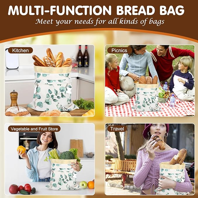 2pcs Reusable Beeswax Bread Bags with Zipper, HSSZXFR Organic Linen Food Storage Cloth Bag, Freshness Preservation Storage to Keep Fresh, for Homemade Sourdough Bread