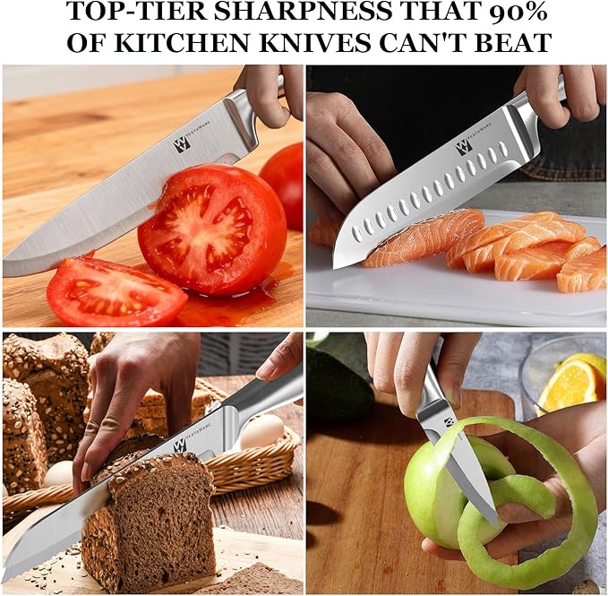Knife Block Set, Razor-Sharp Kitchen Knife Sets, Stainless Steel Knife Set with Block, 14 Pieces Knives Set for Kitchen, Black Chef Knife Set, Dishwasher Safe, Gifts for Men