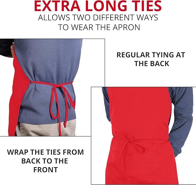 Utopia Kitchen 10 Pack Bib Apron Adjustable with 2 Pockets, Water and Oil Resistant, Cooking Kitchen Chef Apron for Women Men