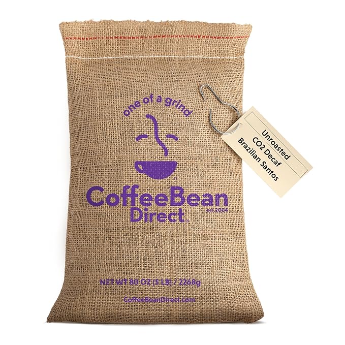 Coffee Bean Direct Unroasted CO2 Decaf Brazilian Santos, 5 Pound (Pack of 1)
