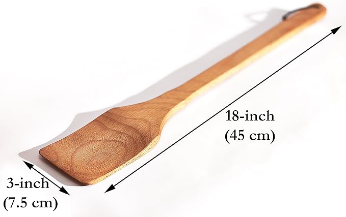 18" Long Wooden Paddle and 14" Large Wooden Spoon Bundle. Heavy Duty Wooden Spoons For Cooking In Big Pots - Brewing, Canning, Crawfish Boil, Stirring & Mixing.