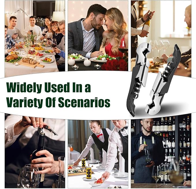 6 Pieces wine key wine opener Professional Waiter Corkscrews Stainless bottle opener Fold Serrated Foil Cutter Key for Family, Company Party,Bars,Restaurants(black)