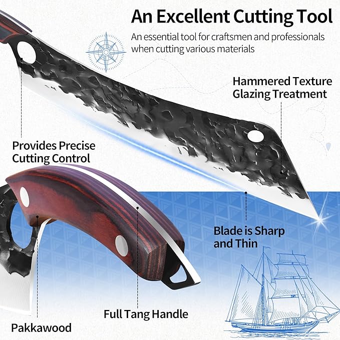XYJ Full Tang 12 Inch Long Knife Finger Hole Design Stainless Steel Extra Long Blade Ergonomic Wood Handle Japanese Chef Vegetable Knife For Cutting Cake Watermelon Brisket
