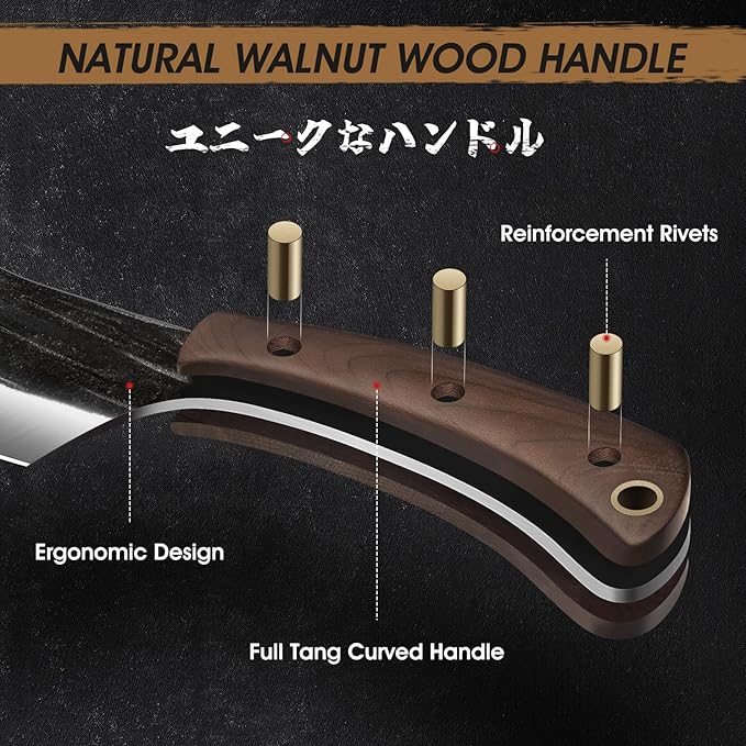 HOSHANHO 6 Inch Cleaver Knife, Hand Forged Vegetable Meat Cleaver, Full Tang Chopper Butcher Knife for Meat Cutting for Kitchen, Outdoor Cooking, Camping