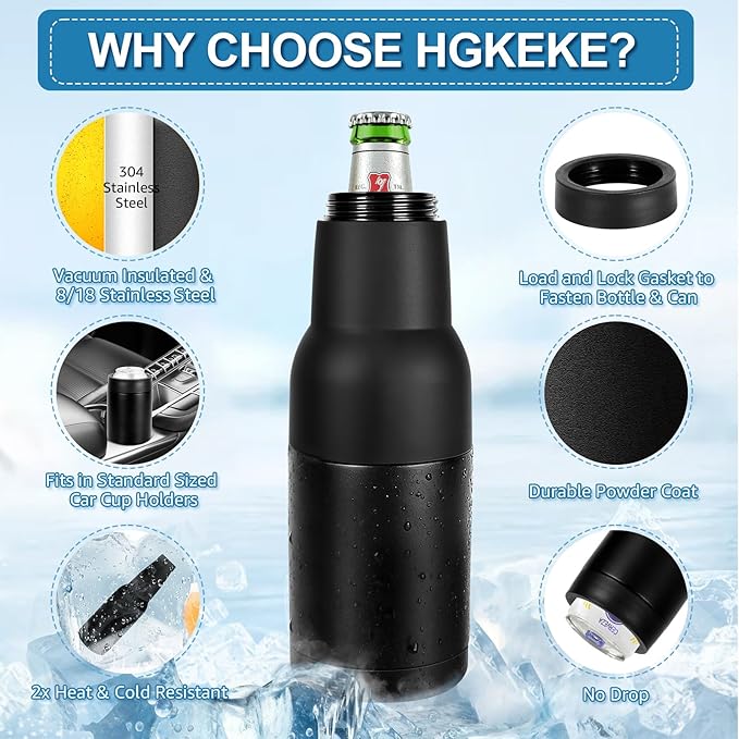 Beer Can Cooler, 12Oz Beer Bottle Cooler With Beer Opener, 3 In 1 Slim Can Cooler Insulated, Vacuum Insulated Double Walled Stainless Steel Beer Bottle Holder