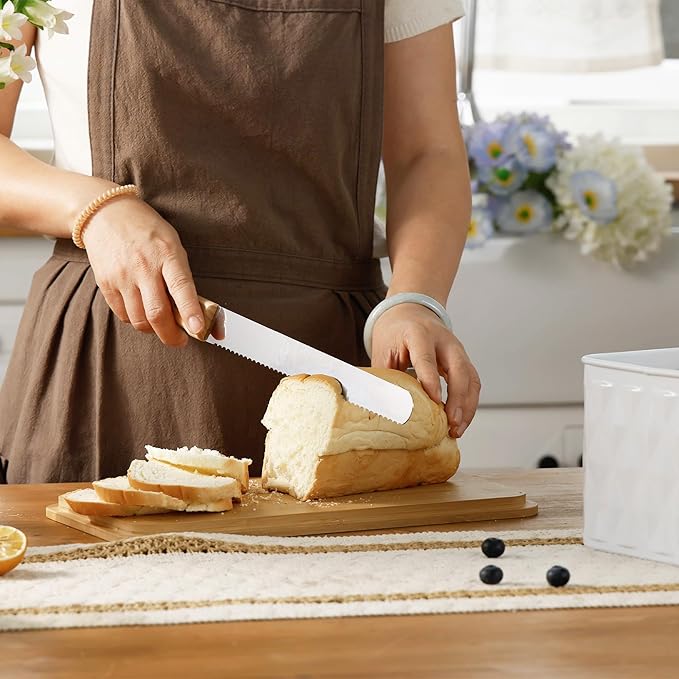 Large Bread Box for Kitchen Countertop Corner Breadbox for Homemade Bread Metal White Diamond Pattern Embossed Bread Storage Container Bin with Bamboo Lid