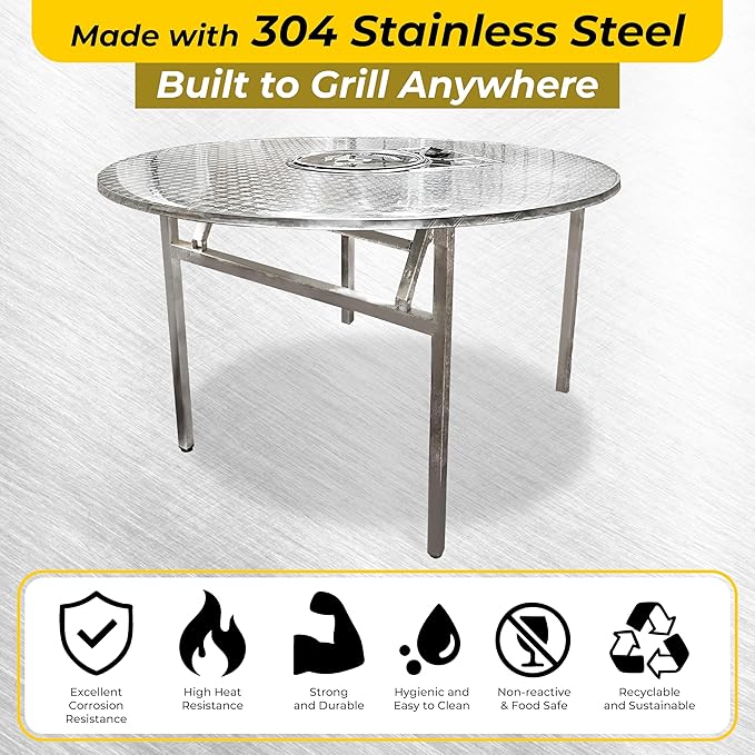 43.5" X 30" Korean BBQ Grill Foldable Outdoor Large Table Gas set