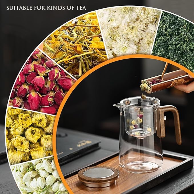 Enchanti Tea Pot- 800ml/27.1oz Enchantipot Magic Tea Pot With Strainer, Witchcraft Magical Enchanted Glass Teapot, Magnetic Filtration Pot with Handle, Loose Tea Witchcraft Teapot (27.1oz)