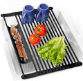 Multipurpose Roll-Up Dish Drying Rack - Silicone Wrapped, Heat-Resistant, Anti-Slip - Perfect for Small Kitchen Sink, 17" x 13"