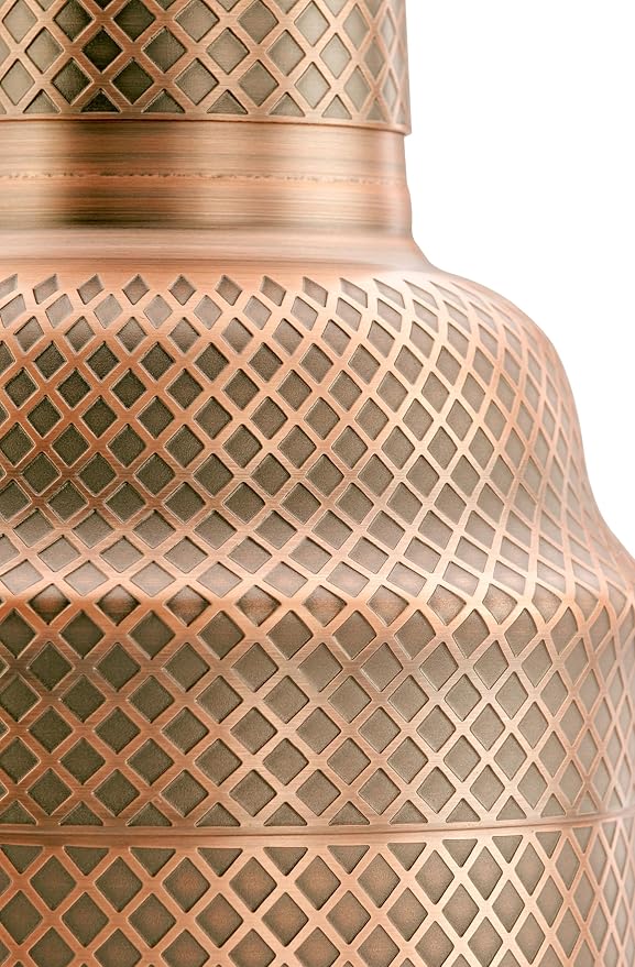 Barfly 3-Piece Diamond Lattice Etch Japanese Cocktail Shaker Set (24 Oz/700ml), Antique Copper