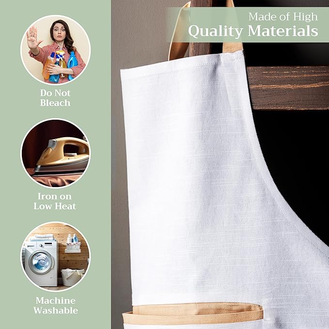 Maison d' Hermine 100% Cotton Apron for women with Pocket Kitchen Chef Apron for Men Cooking Gardening Server Waitress