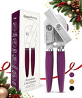Premium Multifunctional Magnetic Manual Can Opener and Bottle Opener, Heavy Duty Stainless Steel Sharp Cutting Blade and Oversized Easy Turn Knob, Soft-Touch Handle, Kitchen Use, Mauve