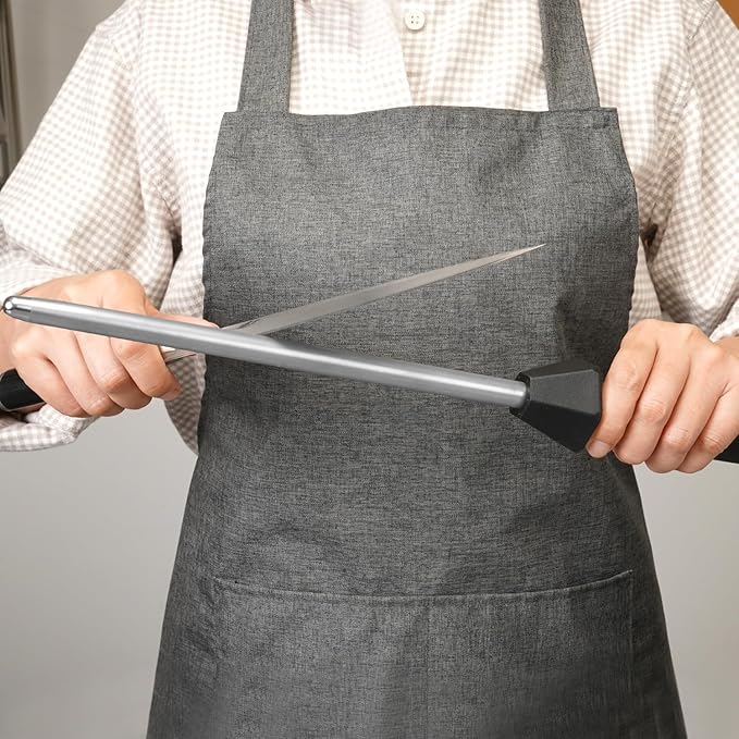 SHARPAL 119N Diamond Sharpening Steel – Professional Solid Knife Sharpener Honing Rod with Built-In Angle Guides, Sharpens, Realigns, and Polishes Edges for Chef and Kitchen Knives
