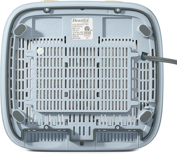 Beautiful 4 Slices Toaster with Touch-Activated Digital Display, Extra Wide Self-Adjusting Slots, Adjustable Shade Control, by Drew Barrymore (Blue)