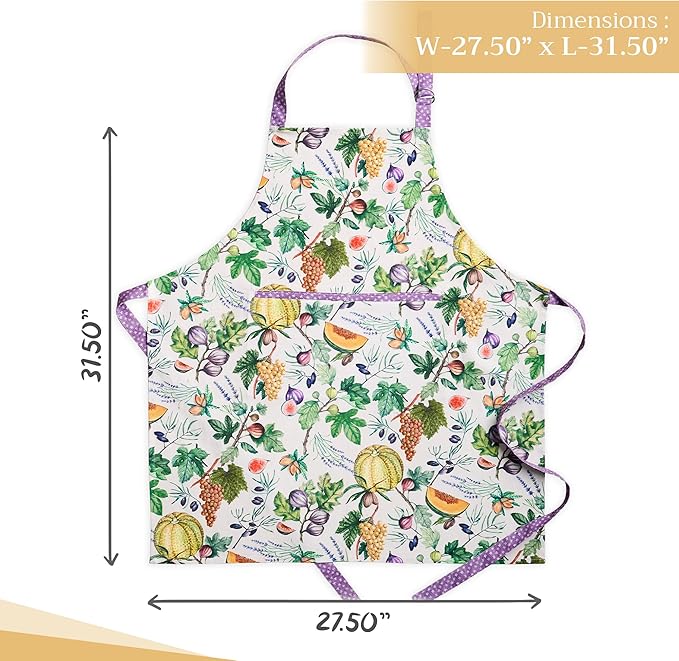 Maison d' Hermine 100% Cotton Apron for women with Pocket Kitchen Chef Apron for Men Cooking Gardening Server Waitress