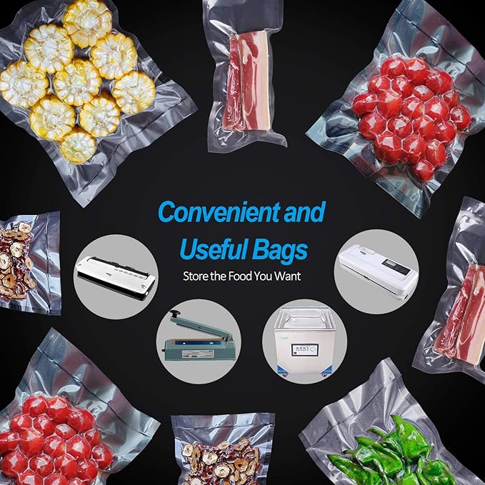 CANLENPK 9.8x13.8 Inch/25x35cm Vacuum Food Seal Bags,Large Food Vacuum Storage Sealer Bag,Seal Meal Snack Fruit Nut Tea Cookie Bean,Boil Steam Heat Freezer Sous Vide Vacum Bag (100PCS)