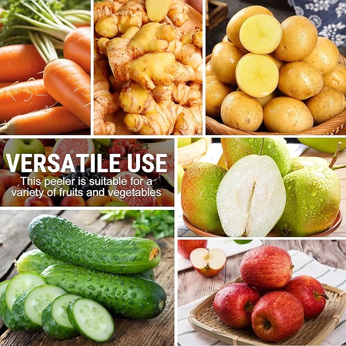 Vegetable Peeler with Box Storage,Double-Sided Stainless Steel Potato Peeler and Fruit Peeler,Vegetable Peelers for Kitchen,Apple Peeler,Carrot Peeler,Orange Peeler,Garlic Peeler (Blue)