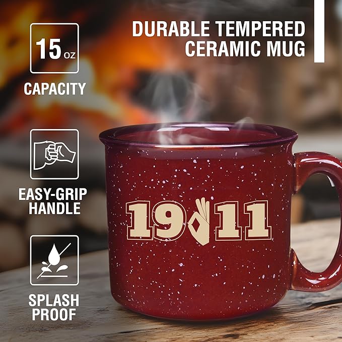 BBGreek Kappa Alpha Psi Fraternity Paraphernalia - Official Vendor - 15 oz Ceramic Campfire Mug - 1911 Classic Greek Letters