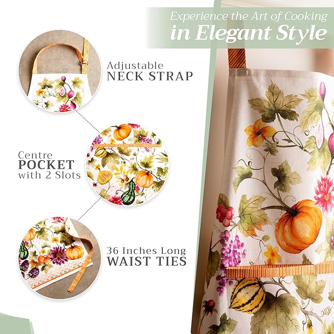 Maison d' Hermine 100% Cotton Apron for women with Pocket Kitchen Chef Apron for Men Cooking Gardening Server Waitress