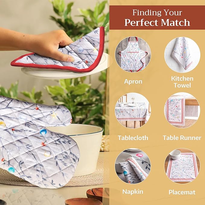 Maison d' Hermine Pot Holders 100% Cotton Heat Resistant Potholders 8" x 8" Hot Pads with Loop for Thanksgiving Christmas Decorations BBQ Cooking Baking Handling Hot Pans (Pack of 1, Fairy Christmas)