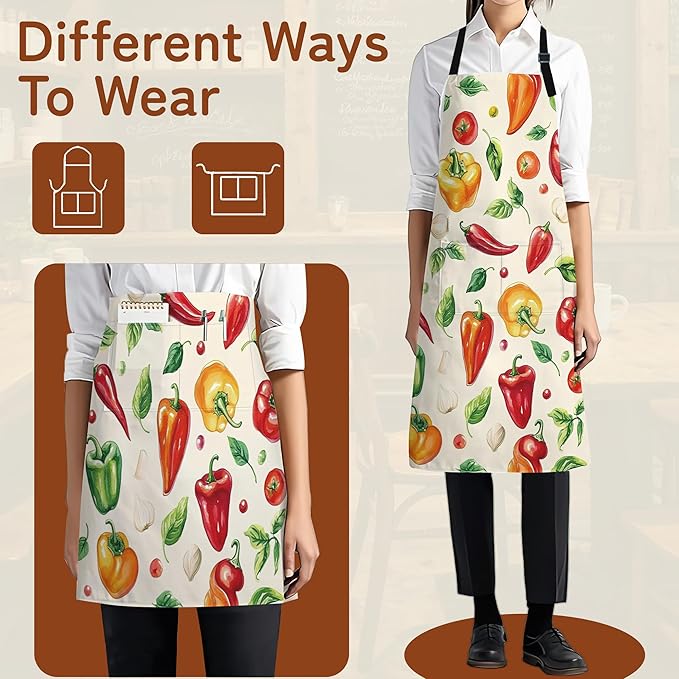 Adjustable Kitchen Apron with Pockets for Women and Men,Soft Chef Apron for Cooking, BBQ, and Grill