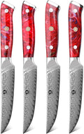 WILDMOK Steak Knives, 5 inch Non Serrated Steak Knife Set of 4, Japanese Damascus VG10 Steel Steak Knives,Premium Steak Knives Set with Gift Box
