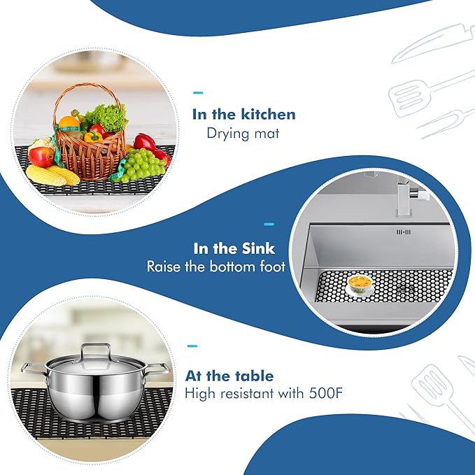 Silicone Sink Protectors for Kitchen Sink - 28.4"x 14.3" Kitchen Protector Accessory, Non-Slip Heat Resistan Mat for Bottom of Farmhouse Stainless Steel Porcelain, Black