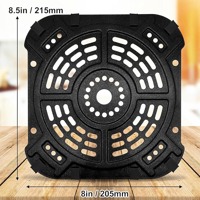 GCQ Air fryer Accessories for Ninja AF181 Air Fryer Pro XL 6-in-1 6.5 QT, 8.5''× 8.0'' Air Fryer Grill Pan Grill Plate Crisper Plate Replacement Parts Tray Rack with Rubber Bumpers, Dishwasher Safe