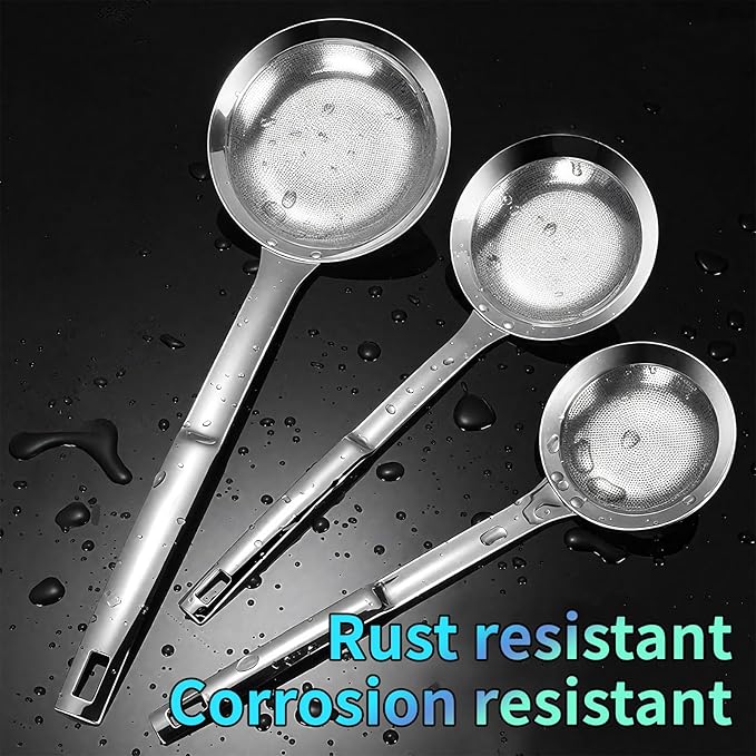 TBWHL Multi-functional Hot Pot Fat Skimmer Spoon - Stainless Steel Fine Mesh Food Strainer for Skimming Grease and Foam DIA 4.4"