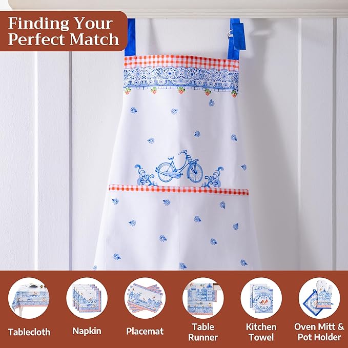 Maison d' Hermine 100% Cotton Apron for women with Pocket Kitchen Chef Apron for Men Cooking Gardening Server Waitress
