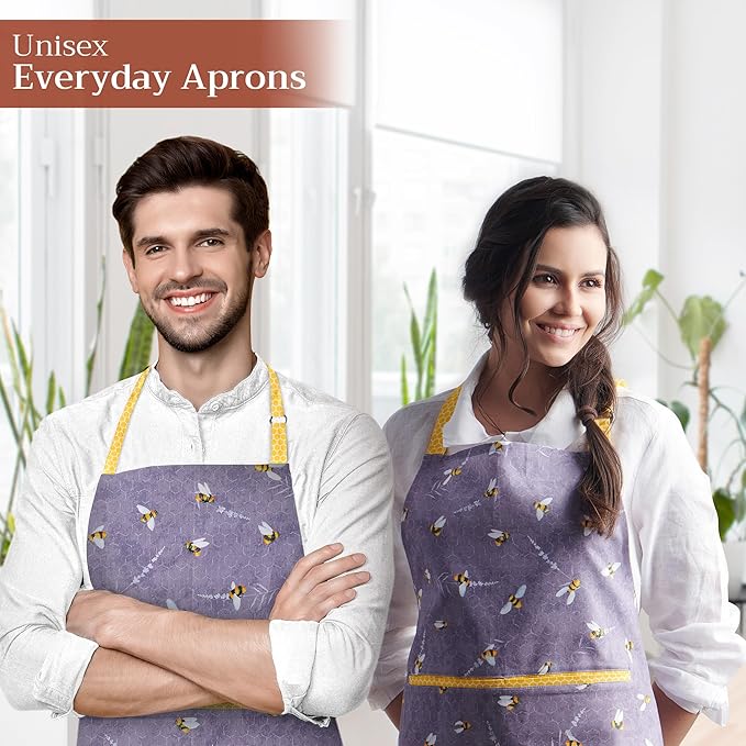 Maison d' Hermine 100% Cotton Apron for women with Pocket Kitchen Chef Apron for Men Cooking Gardening Server Waitress