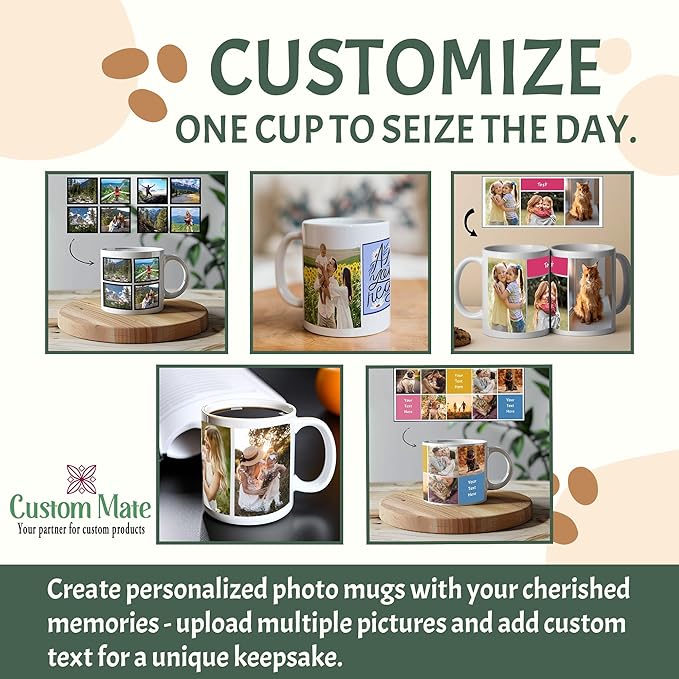 Custom Photo Ceramic Coffee Mug, Jumbo Sized-20oz, Glossy or Matte Finish (Single Image Wrap)