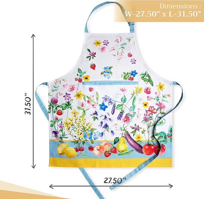 Maison d' Hermine 100% Cotton Apron for women with Pocket Kitchen Chef Apron for Men Cooking Gardening Server Waitress