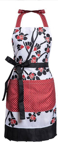 Lovely Flower Pattern Retro Aprons With Large Pockets for Women Girls Cooking Kitchen Bakery Mother's Gift