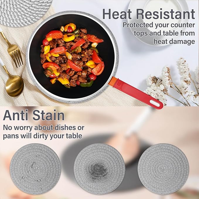 Billbotk 10" Trivets for Hot Dishes, Hot pots and Pans, Set of 6, Heat Resistant Pot Holders for Kitchen, Hot Pads for Countertops