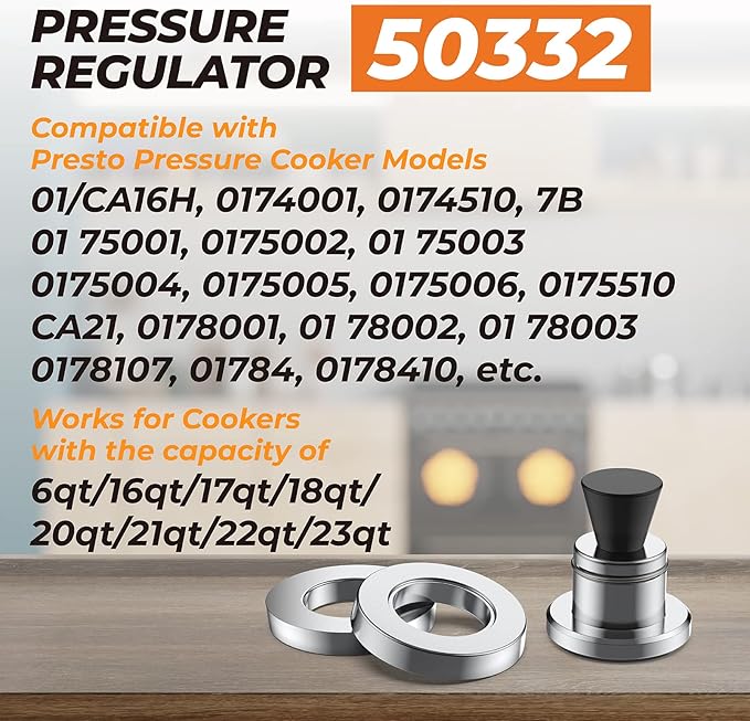50332 Pressure Canner Regulator 5-10-15lb Replacement for Presto,Pressure Cooker Parts Fit for Presto Models 0175001 0175510 0178107 0178410 6803571,Pressure Canner Parts for 18qt/20qt/21qt/22qt/23qt