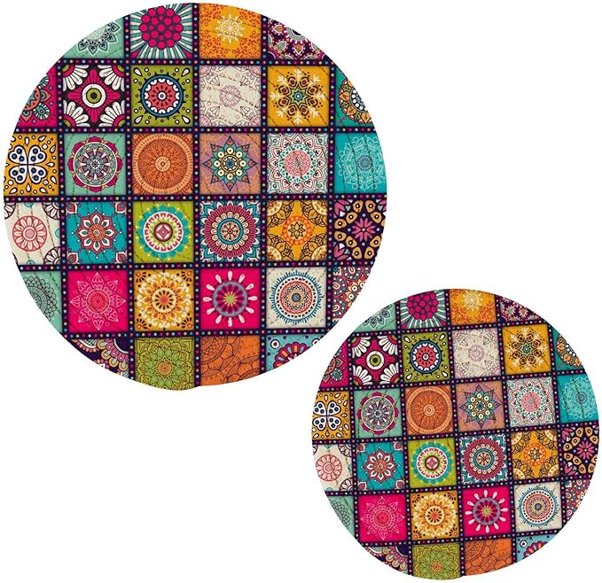 Kitchen Trivets Pot Holders Set of 2, Mexican Tiles Mandala Trivets for Hot Pots Dishes Woven Trivet Coaster Pad Mat for Counter