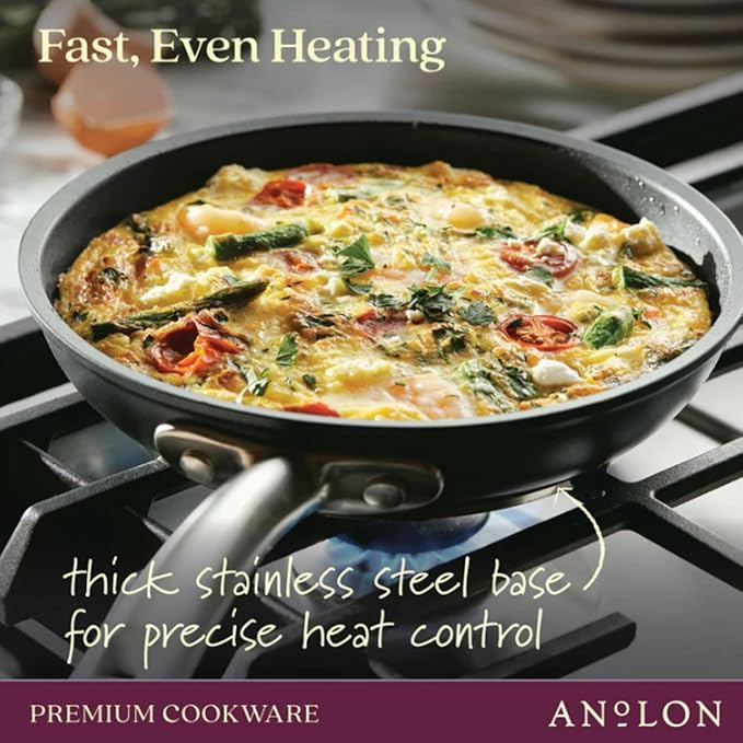 Anolon Accolade Forged Hard Anodized Nonstick Frying Pans/Skillet Set, 10 Inch and 12 Inch - Moonstone Gray