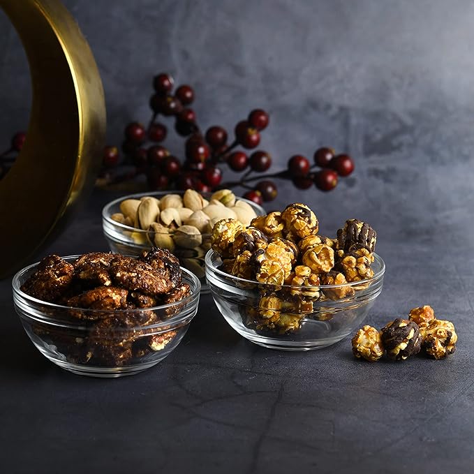 Mini 3.5 Inch Clear Glass Bowls - Set of 6, Modern Glass, Meal Prep or Dessert Bowls, Microwave & Dishwasher Safe