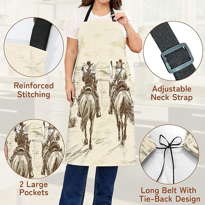 Cooking Apron for Women and Men,Adjustable Chef Bib Apron with 2 Pockets, Water and Oil Resistant for Kitchen Use
