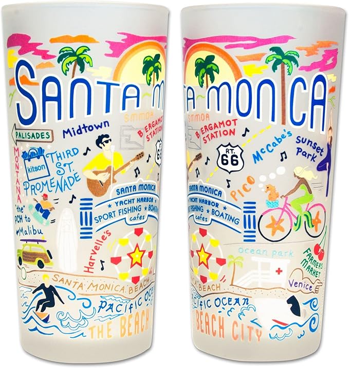 Catstudio Drinking Glass, Santa Monica Frosted Glass Cup for Kitchen, Drinking Glasses, 15oz Dishwasher Safe Tumbler, Wedding Gifts